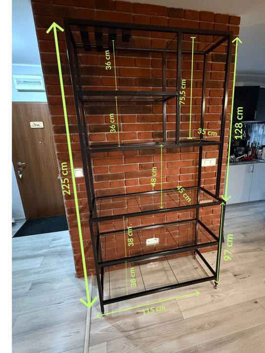 Metalowy szklany Regał LOFT duży barek