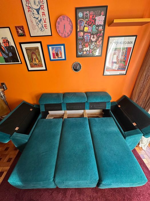 Sofá-cama com tecido anti gato, fabricado pela loja OK Sofás.