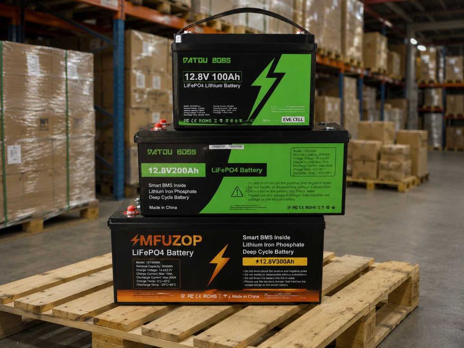Акумулятор LiFePO4 DATOUBOSS 12.8V 100Ah 1.28kWh (12V, Smart BMS, IP67)Аккумулятор. В наличии 50, 100, 200, 300 ампер. 2026 год.