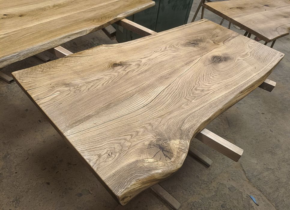 Blat dębowy 140x70-75 Live Edge na biurko ławę Stół