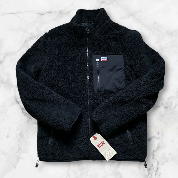-40%$ S 44 46 Levis куртка шерпа ветровка вітровка sherpa чорна черная