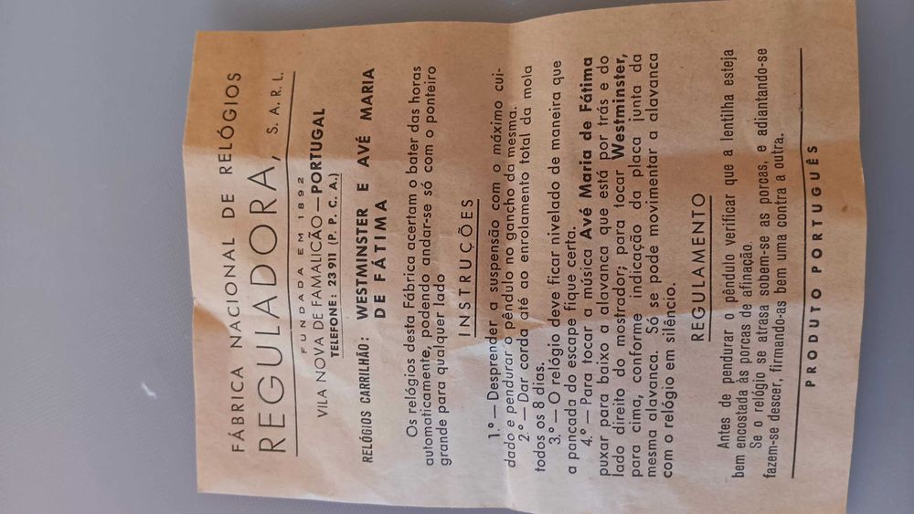 Relógio Português Reguladora