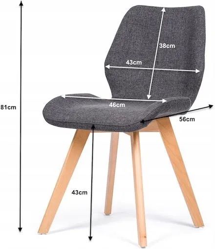 Krzesła 6 szt tapicerowane styl skandynawski szary kuchnia salon