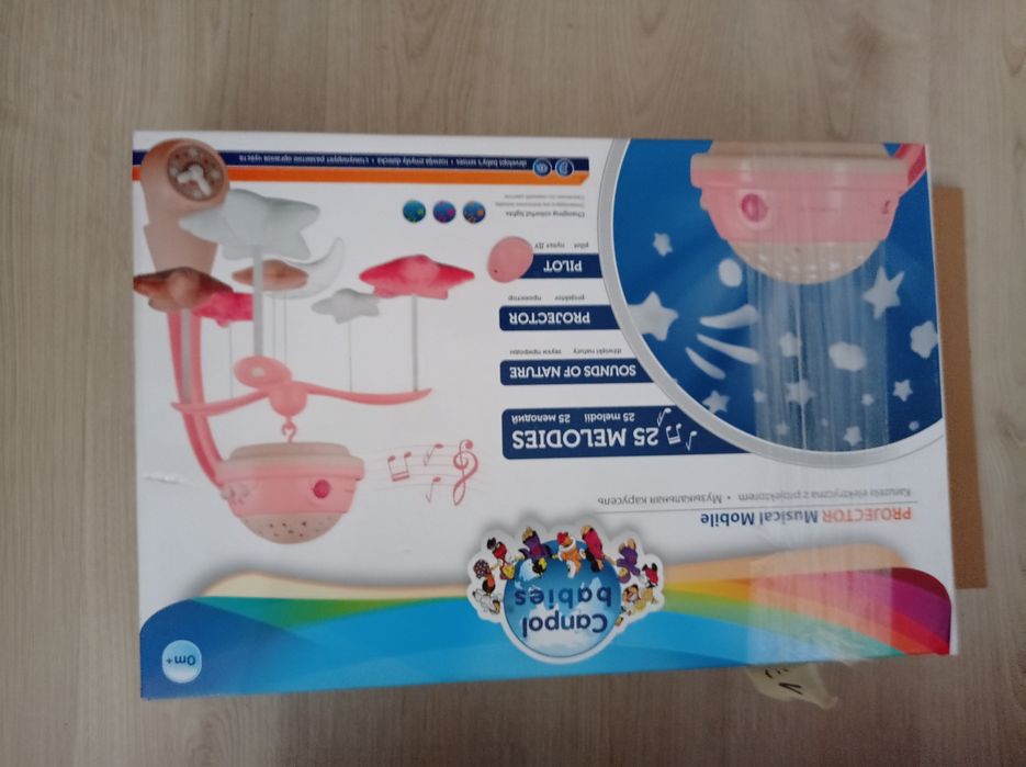 Karuzela niemowlęca na łóżeczko Canpol różowe gwiazdki+ pilot