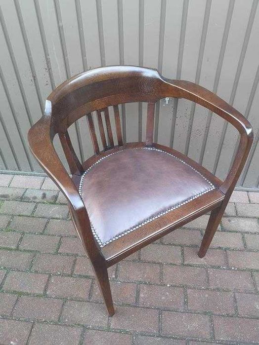 Stary Fotel Krzesło Dębowy Gabinetowy Secesja Antyk Po Renowacji.