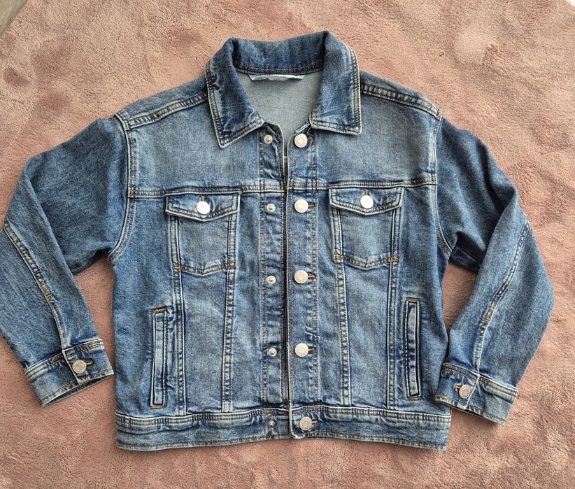 Kurtka jeansowa h&m 128 chłopiec bdb