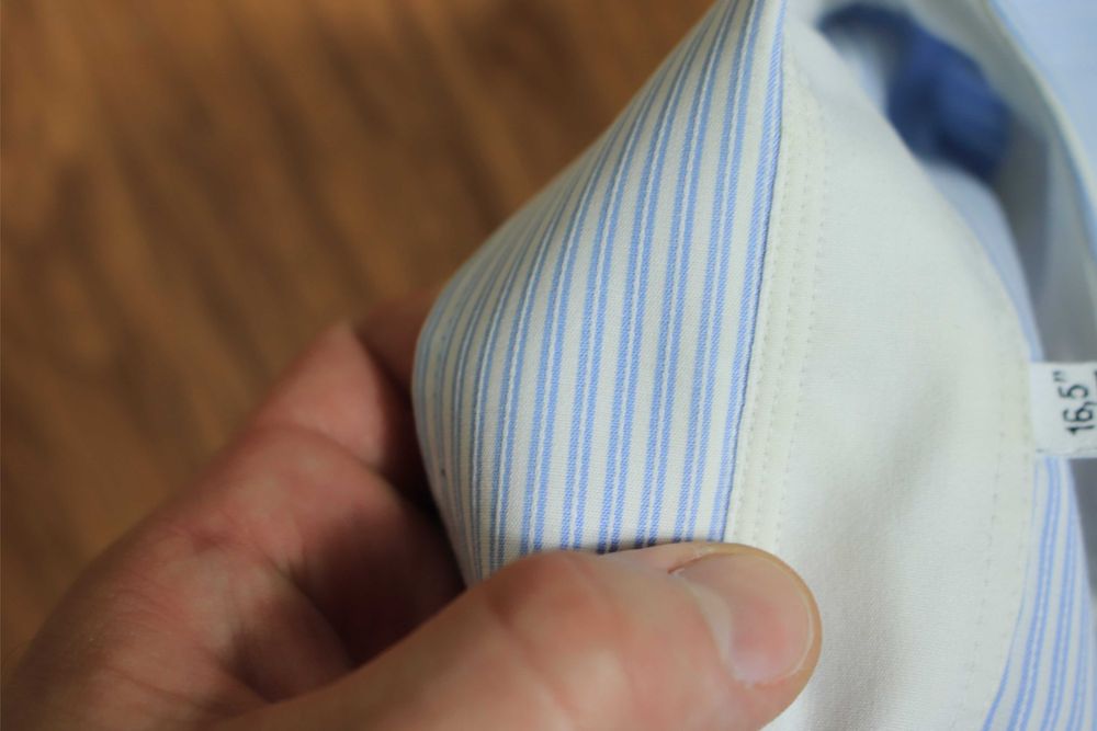 Koszula Marvelis r. 43 slim fit niebiesko-biała paski bawełna krótki rękaw