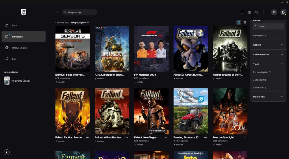 Vendo Conta EPIC GAMES com 227 Jogos