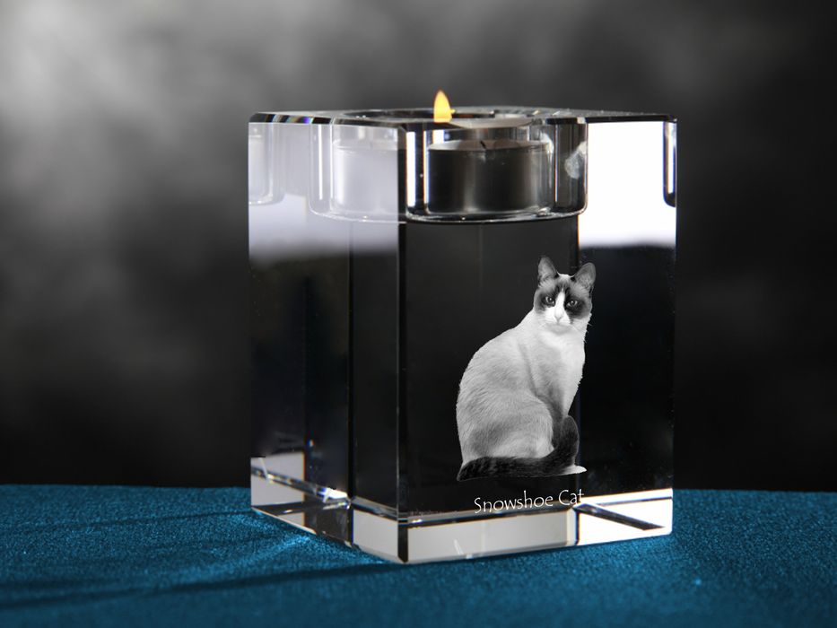 Snowshoe  świecznik kryształowy z kotem Art-Dog
