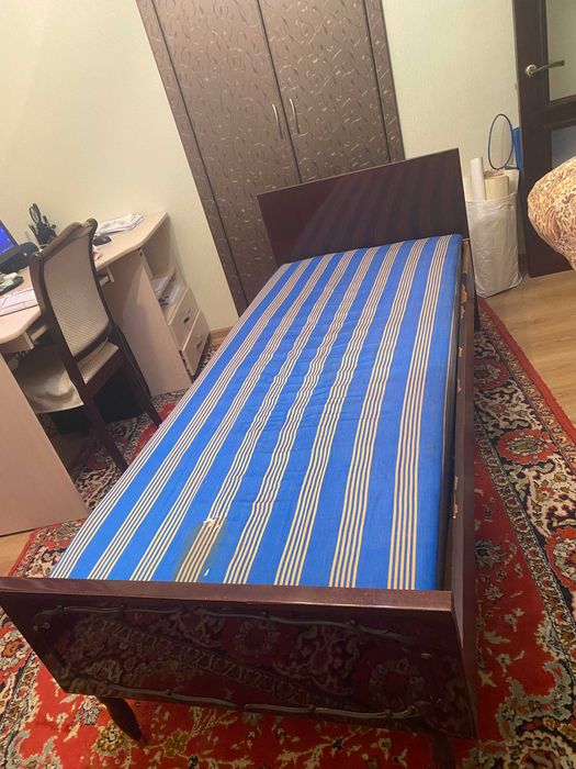 Немецкая односпальная кровать с пружинным матрасом.