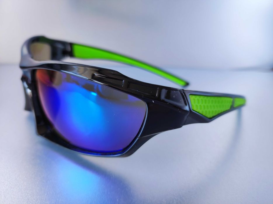 Polaryzowane Okulary Sportowe UV400 niebiesko zielone owalne
