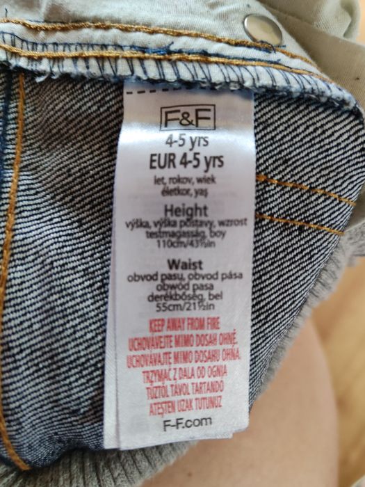 Spodnie dzins jeans 4-5 lat F&F