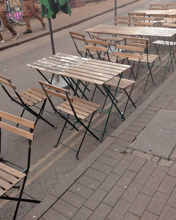 Набір садових меблів стіл і стільці (метал + дерево) садові меблі