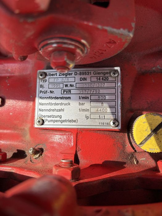 Pompa pozarnicza ZIEGLER FP 8/8 Ultra Leicht | 800 l/min | 8 bar