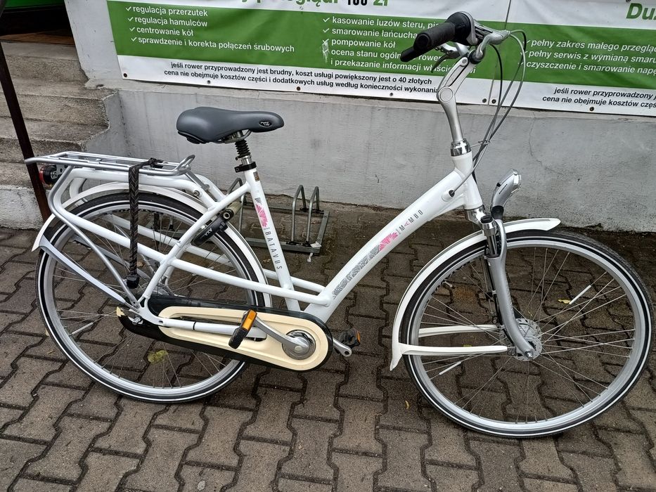 Holenderski Batavus Mambo Shimano Nexus 8, aluminiowa rama, amortyzacja widełki i sztyca, prądnica Shimano, LED