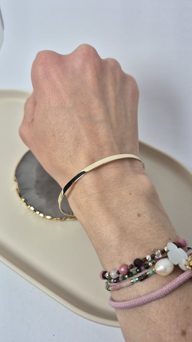 Nowa złota bransoletka bangle sztywna gładka p. 585