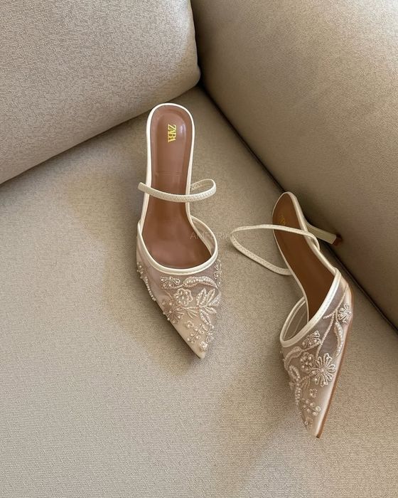 Туфлі лодочки човники білі Zara з вишивкою слінгбеки Zara з вишивкою