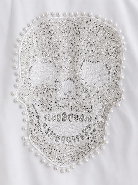 Philipp Plein bomberka biała kurtka M kryształki czaszka perełki