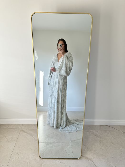 Suknia ślubna ślub cywilny poprawiny ASOS 46 cekiny tren wesele