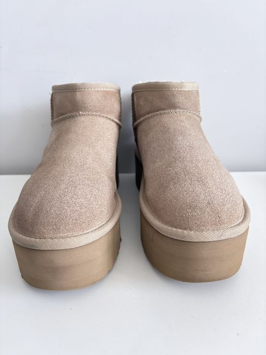 Ugg Classic Ultra Mini Platform Beżowe Śniegowce Damskie Rozmiar 38