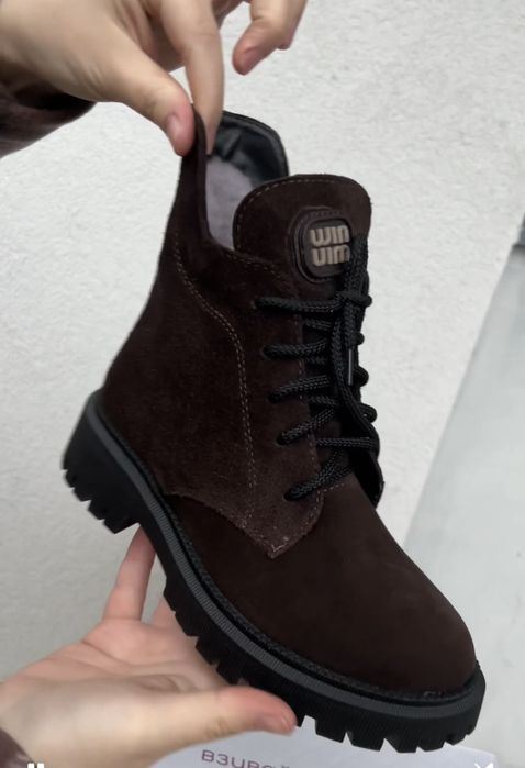 Ціна до 1.02.Нові жіночі ботинки черевики зима натур.замша та хутро р.