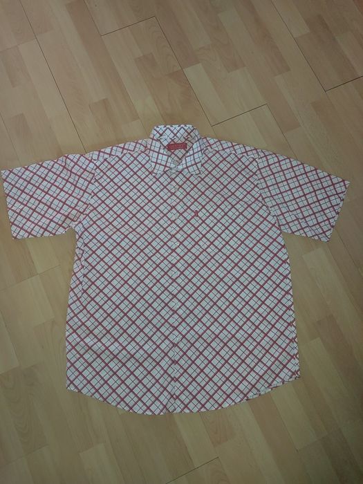 Koszula męska xl 43/44 bawełna elegancka krata czerwona biała