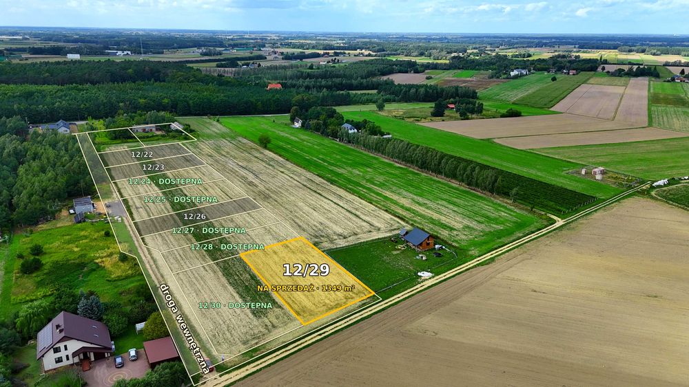 Działka budowlana 1349 m² z MPZP, przy lesie, S7 – Załuski