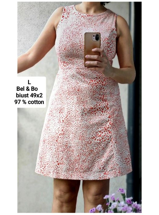 Bel&Bo sukienka w stylu Twiggy L biust 49x2 kropeczki 97% cotton