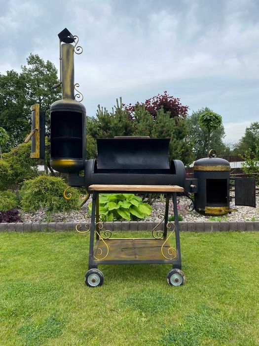 Grill plus wędzarnia - Okazja , stylowy grill ręcznie robiony i zdobiony, rękodzieło kowalskie