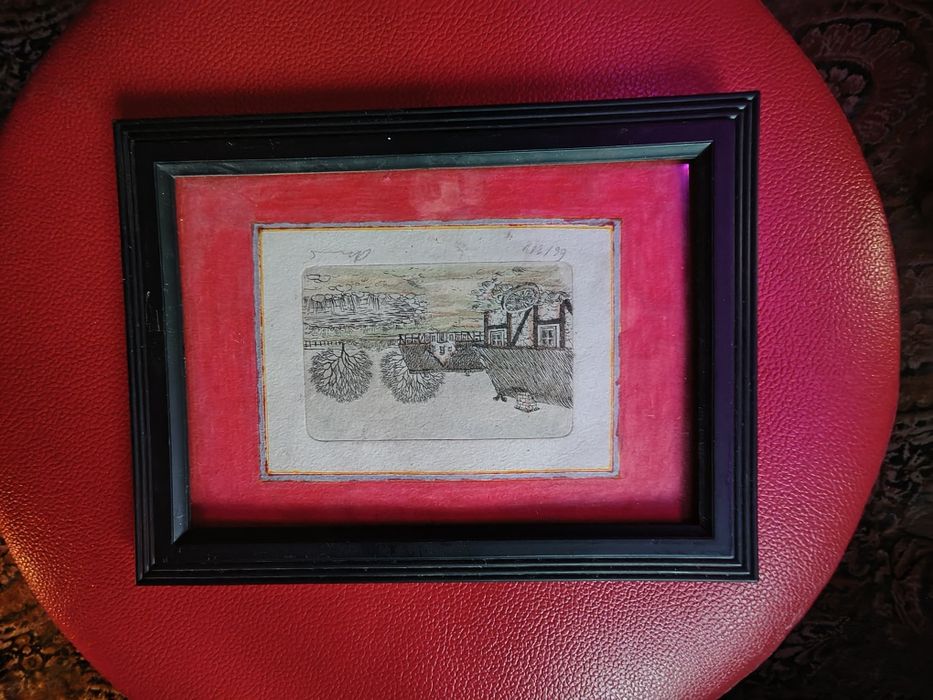 Miniaturowa sygnowana litografia