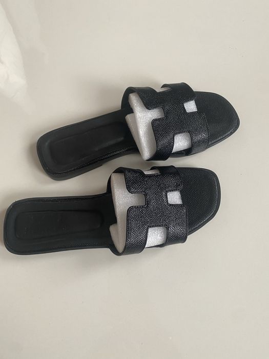 Шлепки HERMES кожа