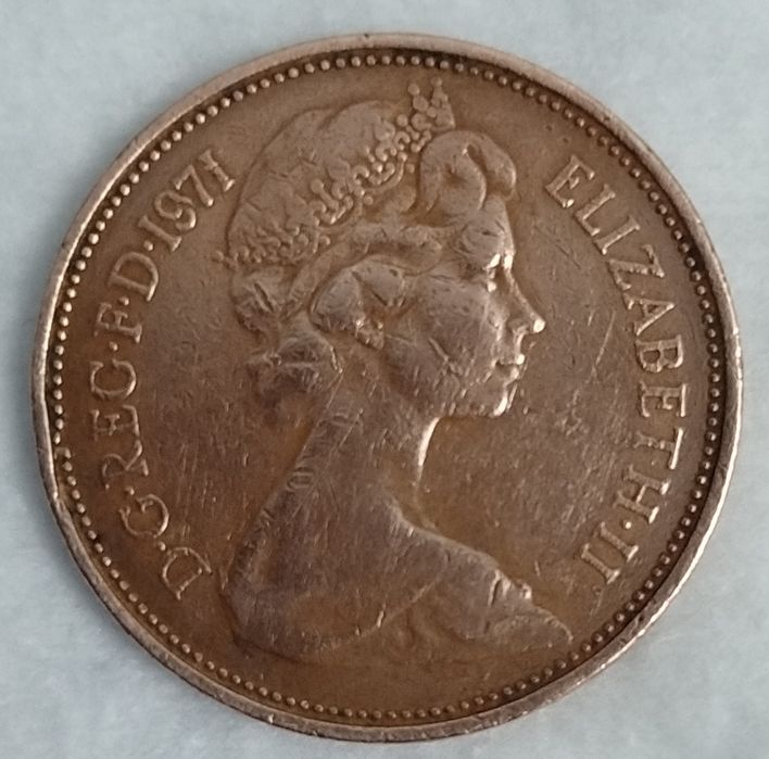 Монета Великої Британії (2 пенса 1971 року).