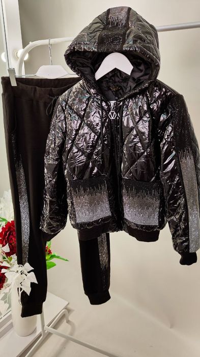 Костюм-куртка і штани Турція зі стразами батал 52-56