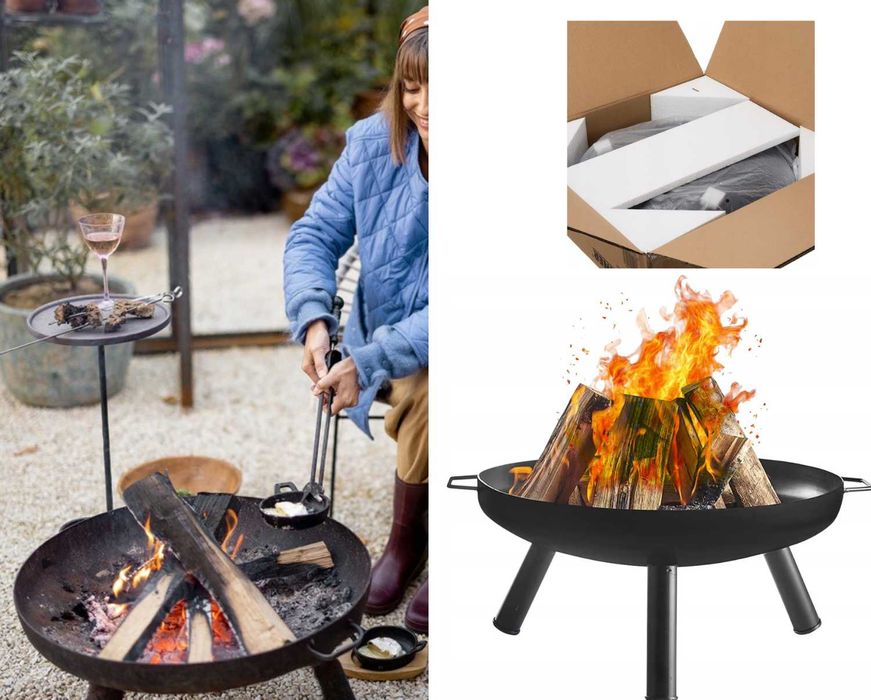 NOWA Stalowa Misa Paleniskowa Trójnóg DUŻA Żaroodporna