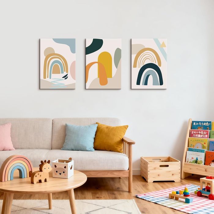 Nordic Zestaw obrazów na płótnie 3-częściowy geometryczny 50x70