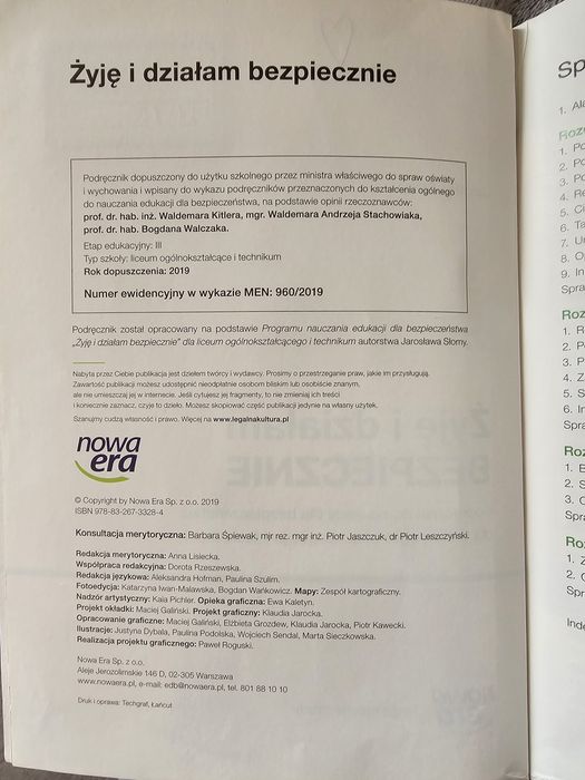 Żyję i działam bezpiecznie - podręcznik do EDB Nowa Era