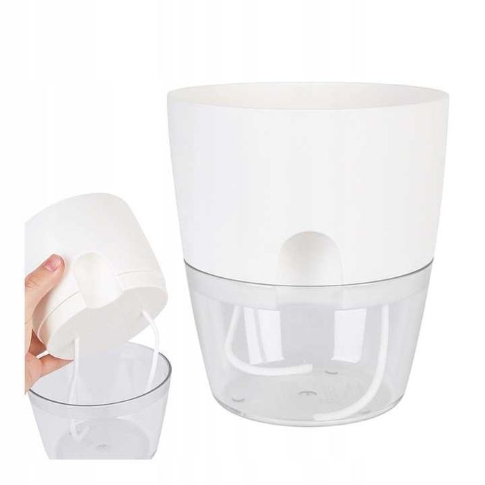 Zestaw 10 donic doniczek z regulowanym nawadnianiem biała automatyczna