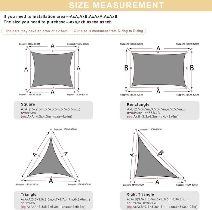 markiza PES przeciwsłoneczna Wodoodporna prostokątna 3,5x4.5m