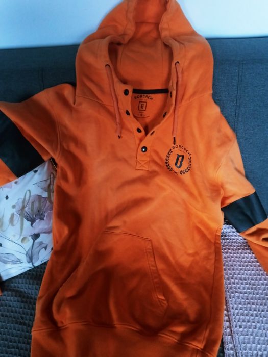 Bluza meska S kaptur pomarancz czern borclew
