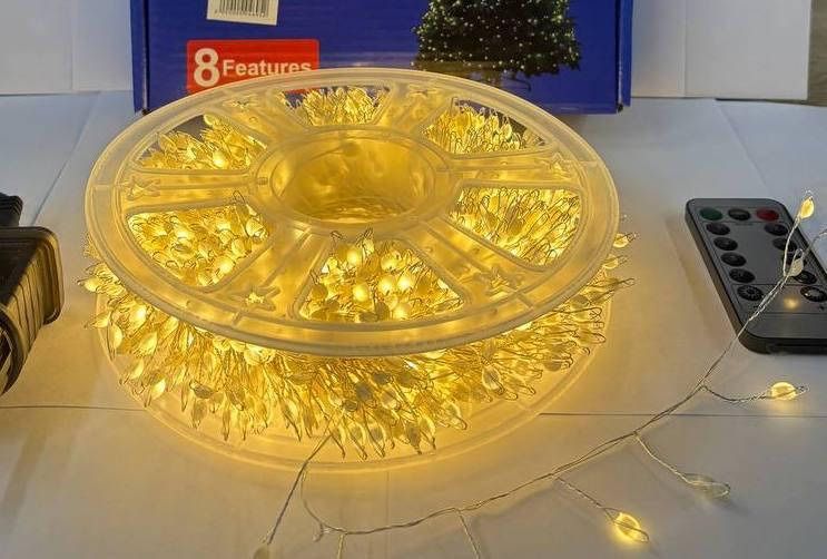 Гірлянда Мішура 50м. Тепло біла 1500 Led. Новорічна прикраса