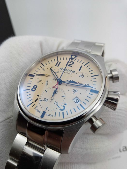 Швейцарський чоловічий годинник для пілотів Alpina сапфір, хроно, часы Alpina AL-371BG4S6B
