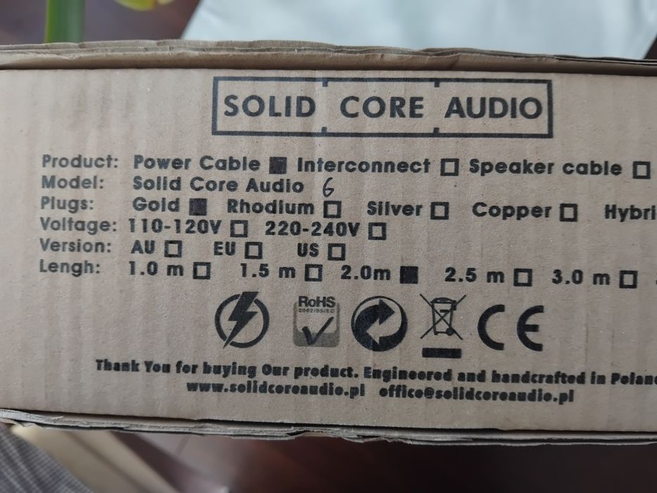 Kabel zasilający Solid Core Audio Power No.6 Gold dł. 2m
