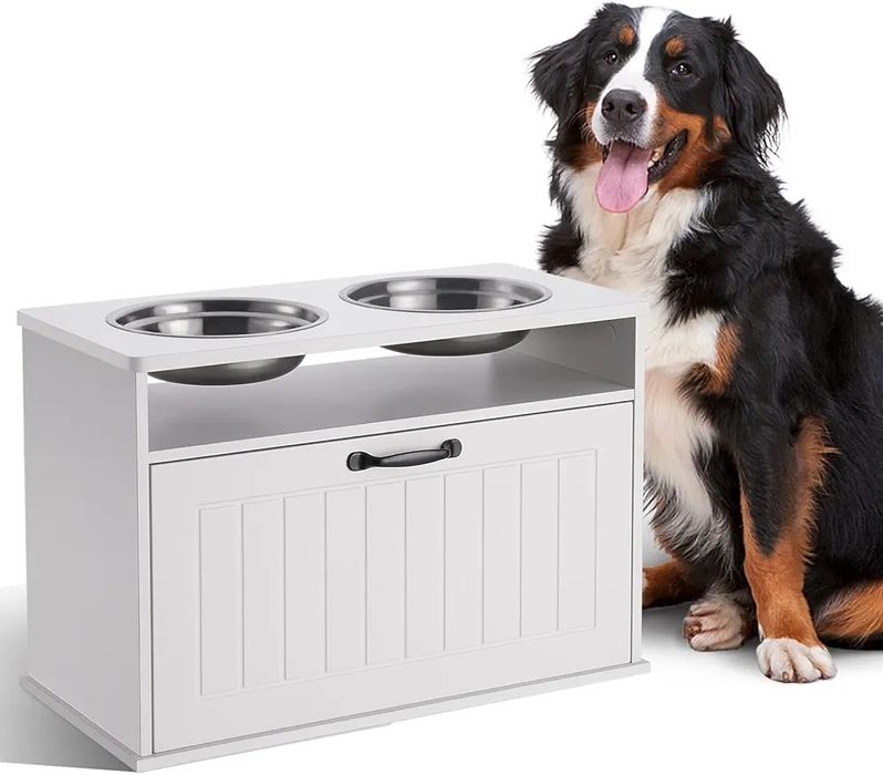 Podwyższona szafka do karmienia psów z miejscem do przechowywania