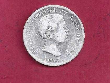 MONARQUIA   D. PEDRO V   500  REIS  1855   MBC -  PRATA