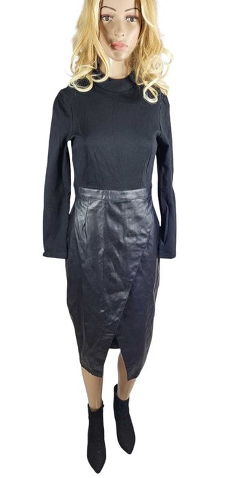 Czarna elegancka sukienka ASOS 36,S eko skóra