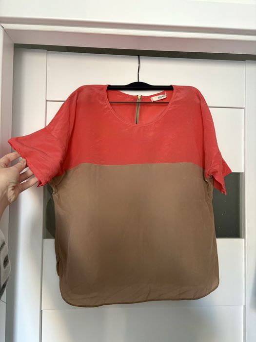 Jedwabna Bluzka celine premium markowa M brazowa rozowa