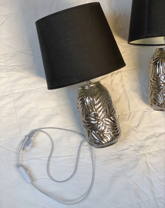 Zestaw 2 lampki nocne glamour brązowe srebrne