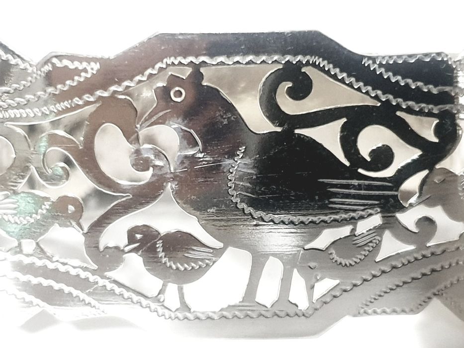 Fantástico par de argolas de guardanapos vintage em prata com pássaros