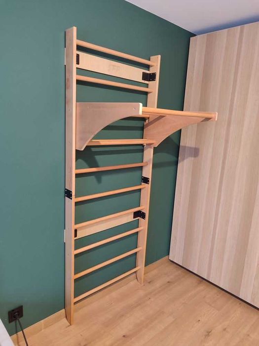 Drabinka gimnastyczna do ćwiczeń z drążkiem 210cm drabinka liny kółka