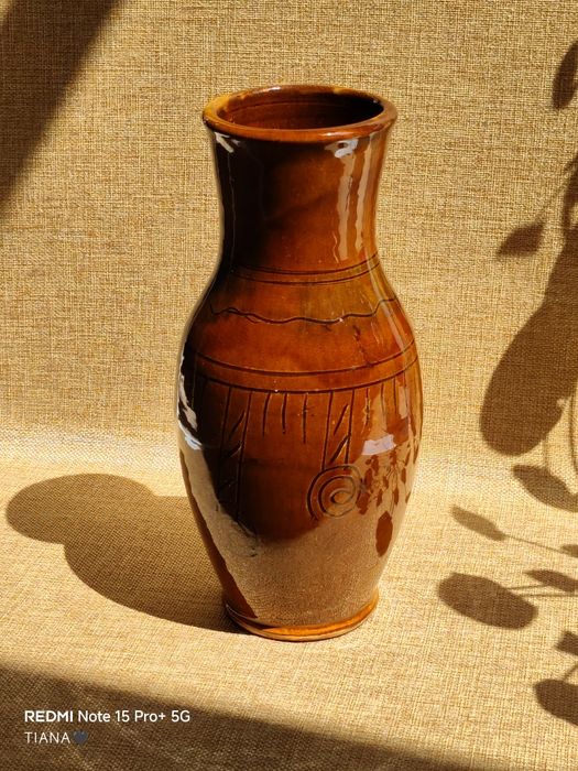 Wazon 27 cm ceramika kamionka vintage PRL Łysa Góra